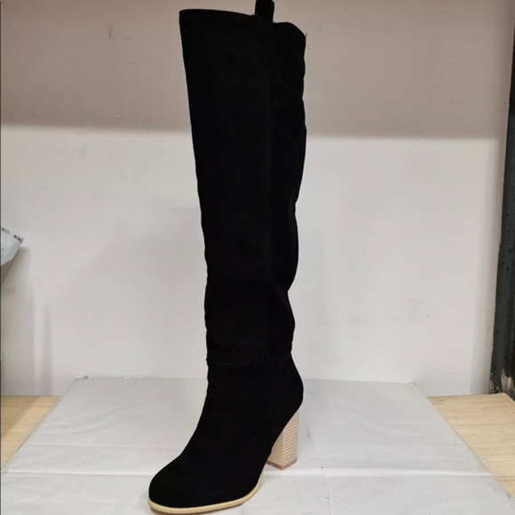 SYDNEY SLOUCH KNEE HIGH BLACK BOOTS - Picture 5 of 6